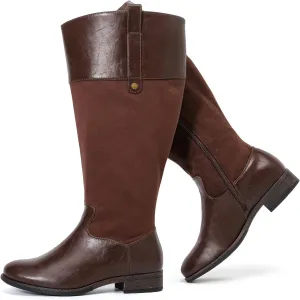 Luoika Women's Extra Wide Calf Knee High Boots, Plus Size Wide Width Knee-High Boots Winter Fall Low Heel Ridding Boots.