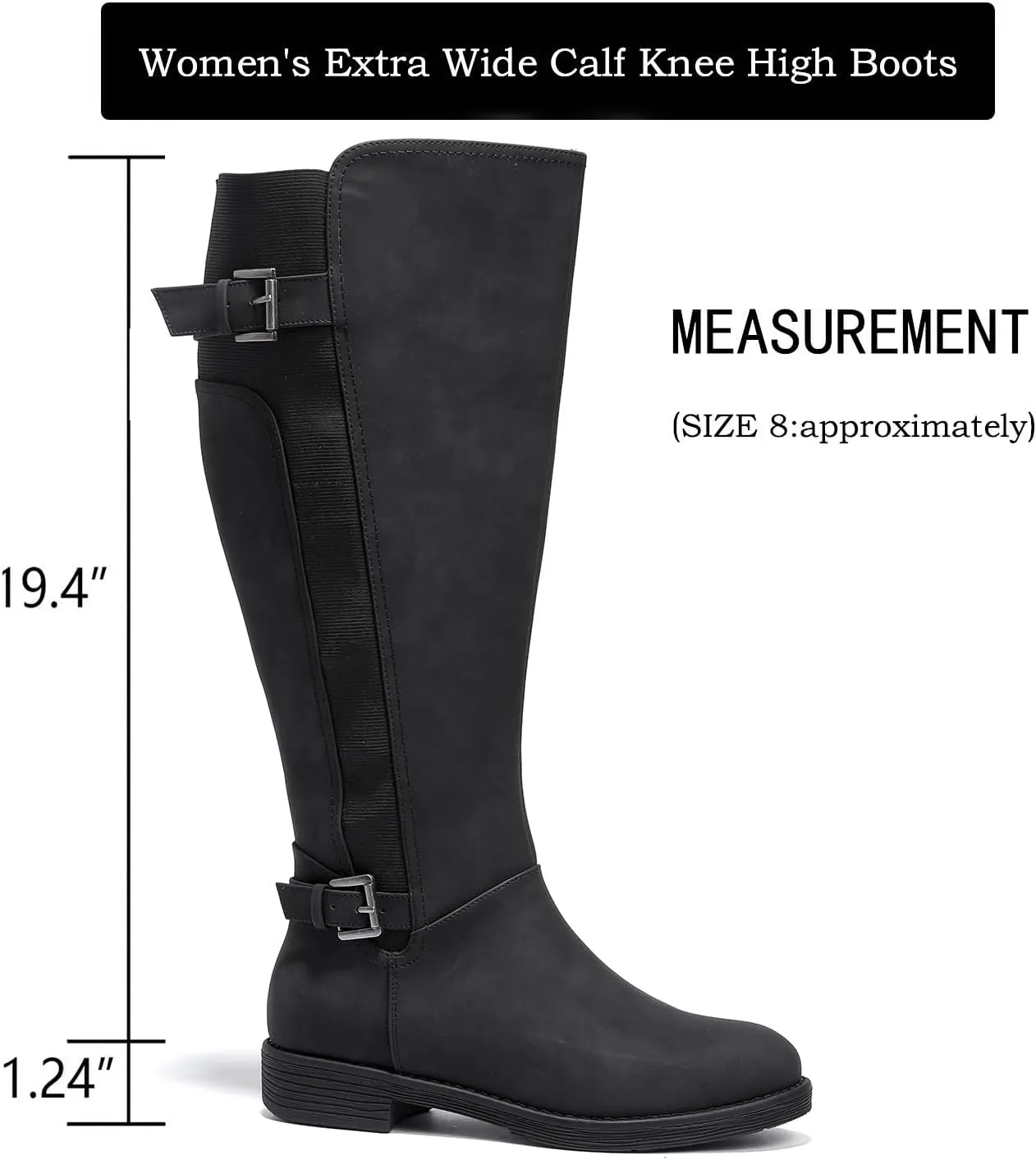 Luoika Women's Extra Wide Calf Knee High Boots, Plus Size Wide Width Knee-High Boots Winter Fall Low Heel Ridding Boots.