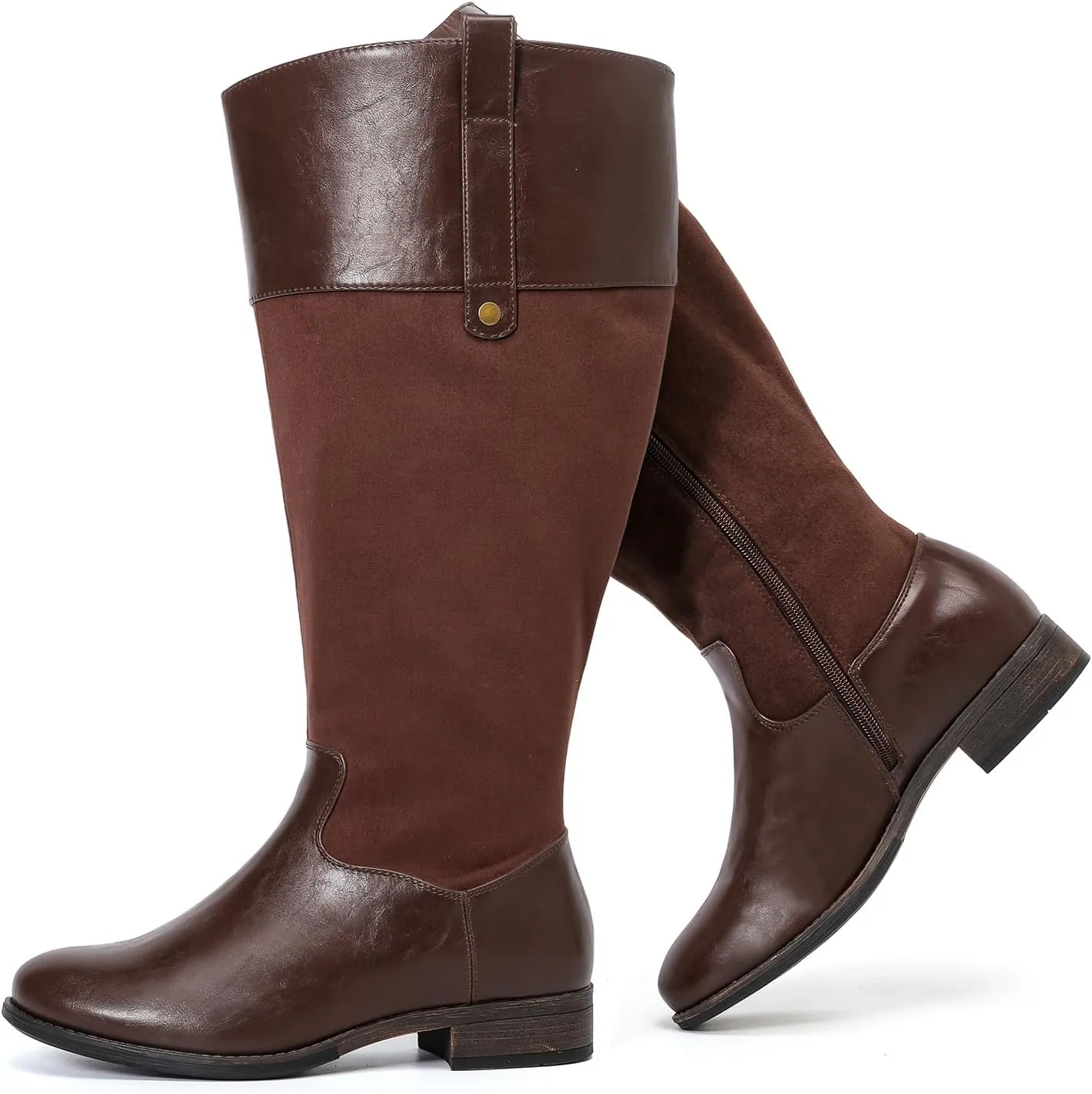 Luoika Women's Extra Wide Calf Knee High Boots, Plus Size Wide Width Knee-High Boots Winter Fall Low Heel Ridding Boots.