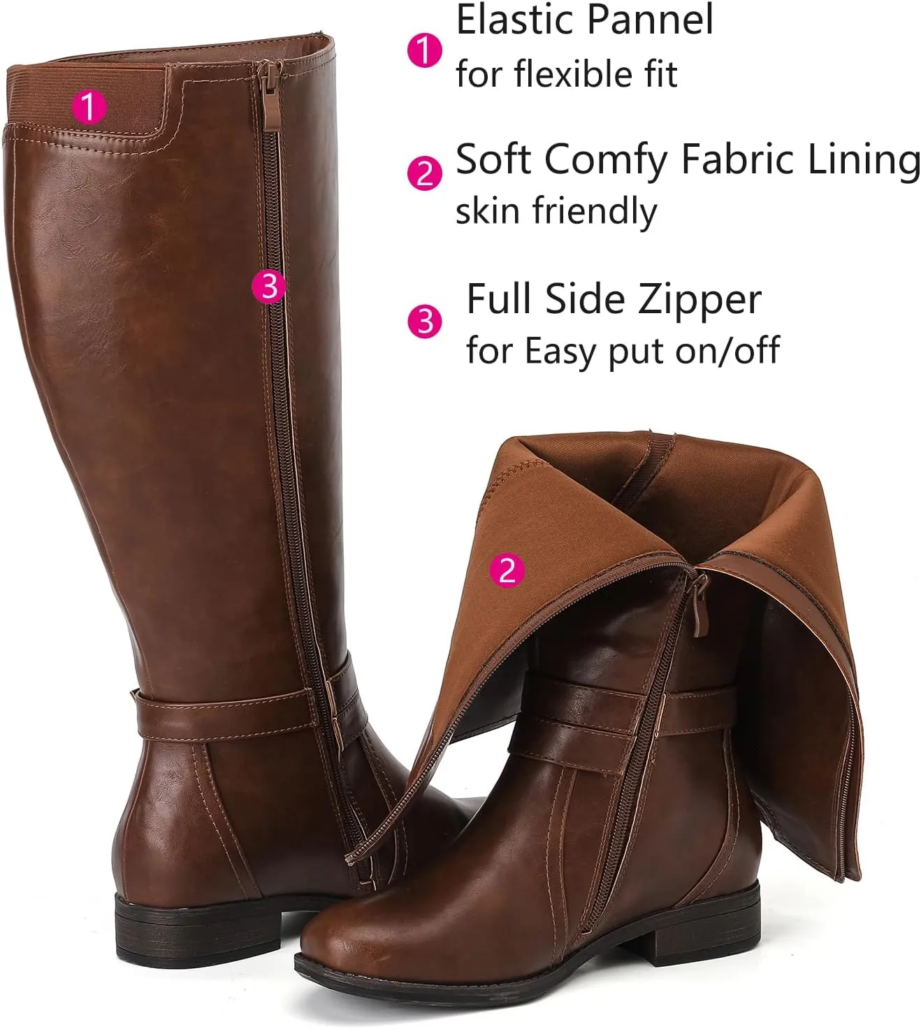 Luoika Women's Extra Wide Calf Knee High Boots, Wide Width Plus Size Knee-High Boots Low Heel Fashion Winter Boots.