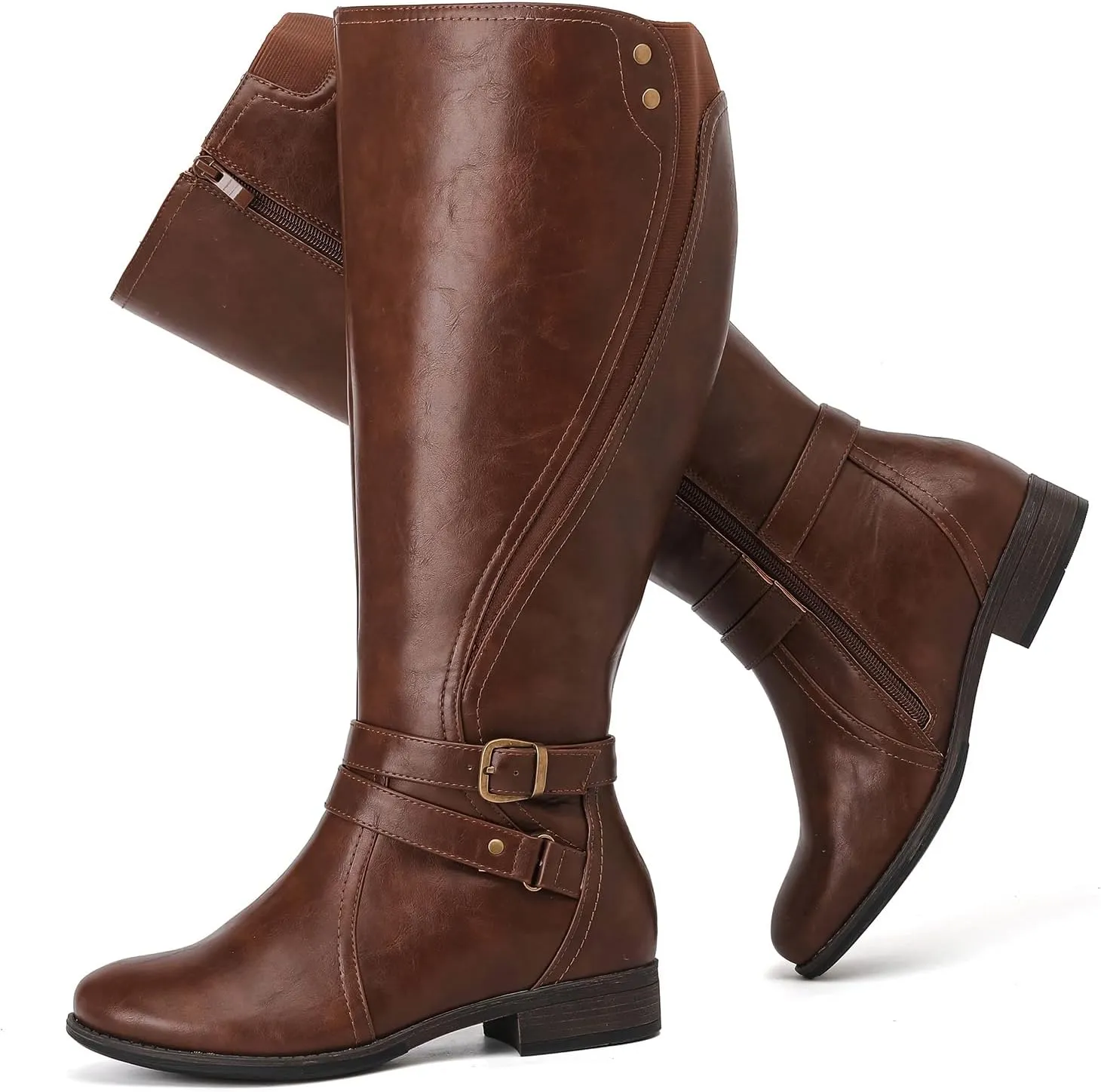 Luoika Women's Extra Wide Calf Knee High Boots, Wide Width Plus Size Knee-High Boots Low Heel Fashion Winter Boots.
