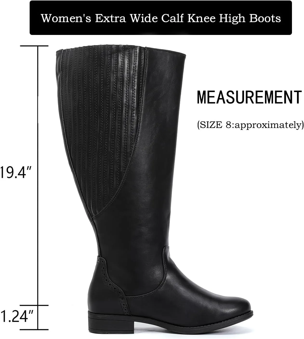 Luoika Women's Extra Wide Calf Knee High Boots, Wide Width Plus Size Knee-High Boots Low Heel Fashion Winter Boots.