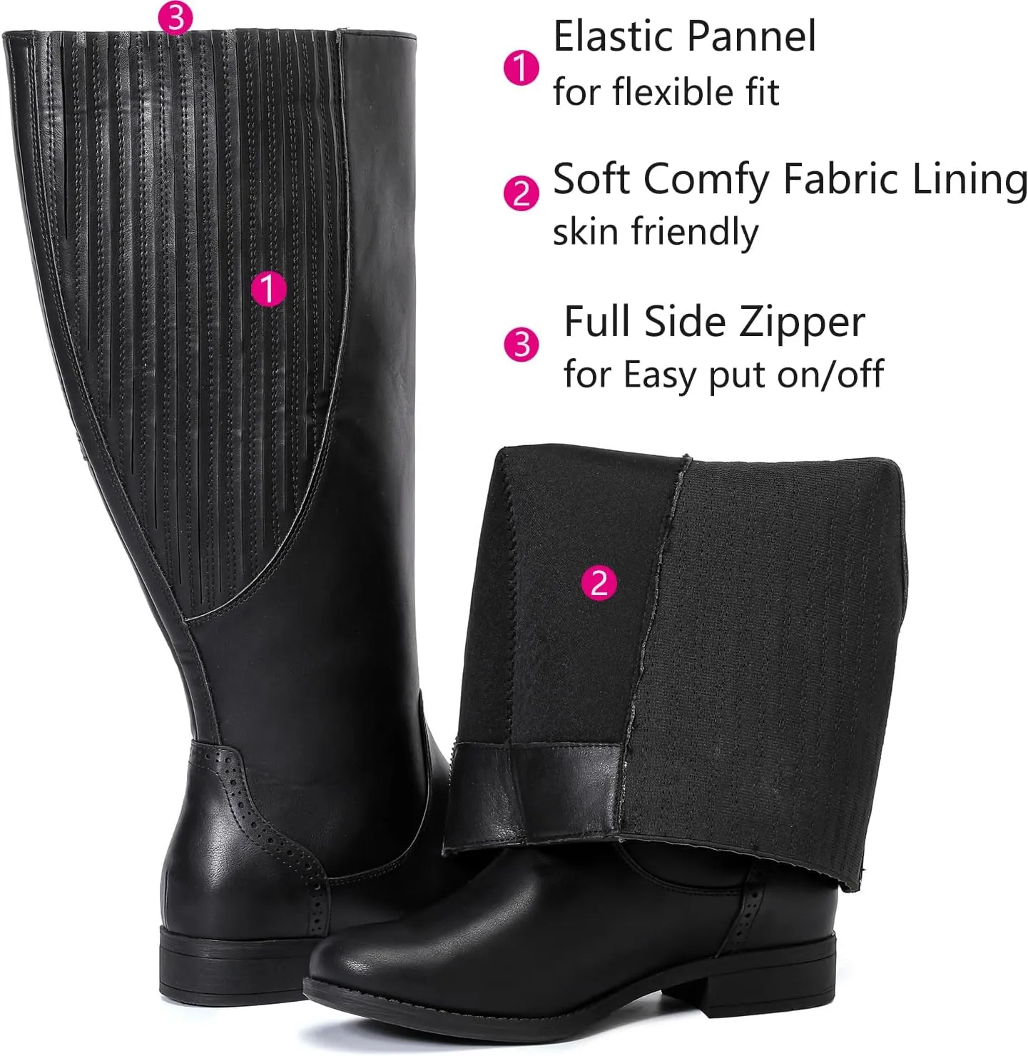 Luoika Women's Extra Wide Calf Knee High Boots, Wide Width Plus Size Knee-High Boots Low Heel Fashion Winter Boots.