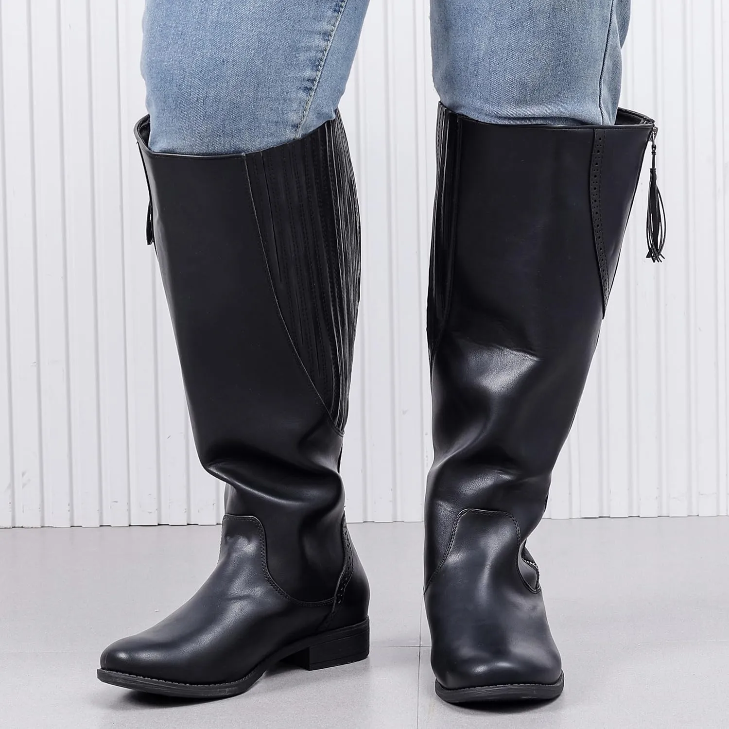 Luoika Women's Extra Wide Calf Knee High Boots, Wide Width Plus Size Knee-High Boots Low Heel Fashion Winter Boots.