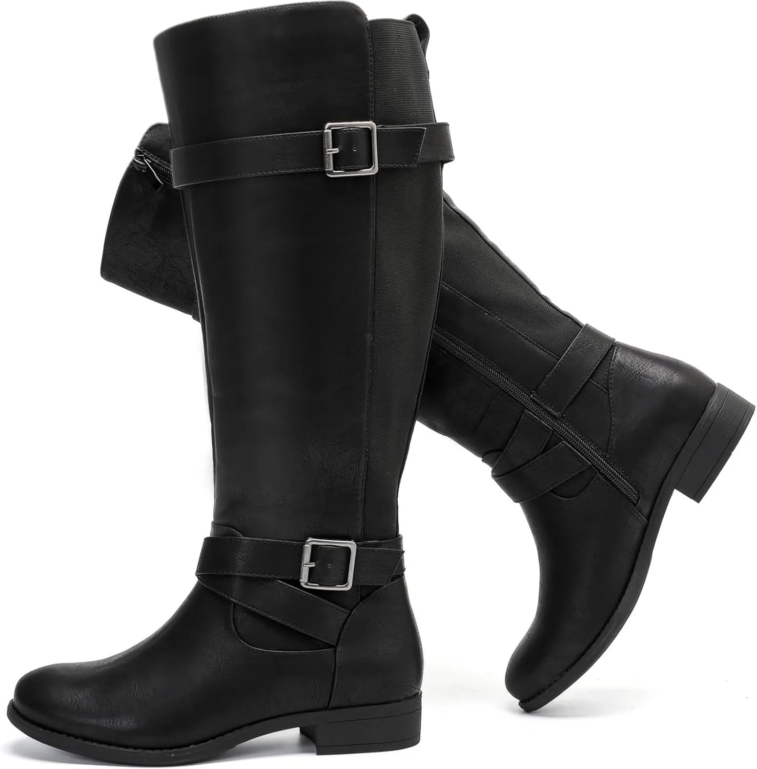 Luoika Women's Extra Wide Calf Knee High Boots, Wide Width Round-Toe Blocked Heel Winter Tall Boots.