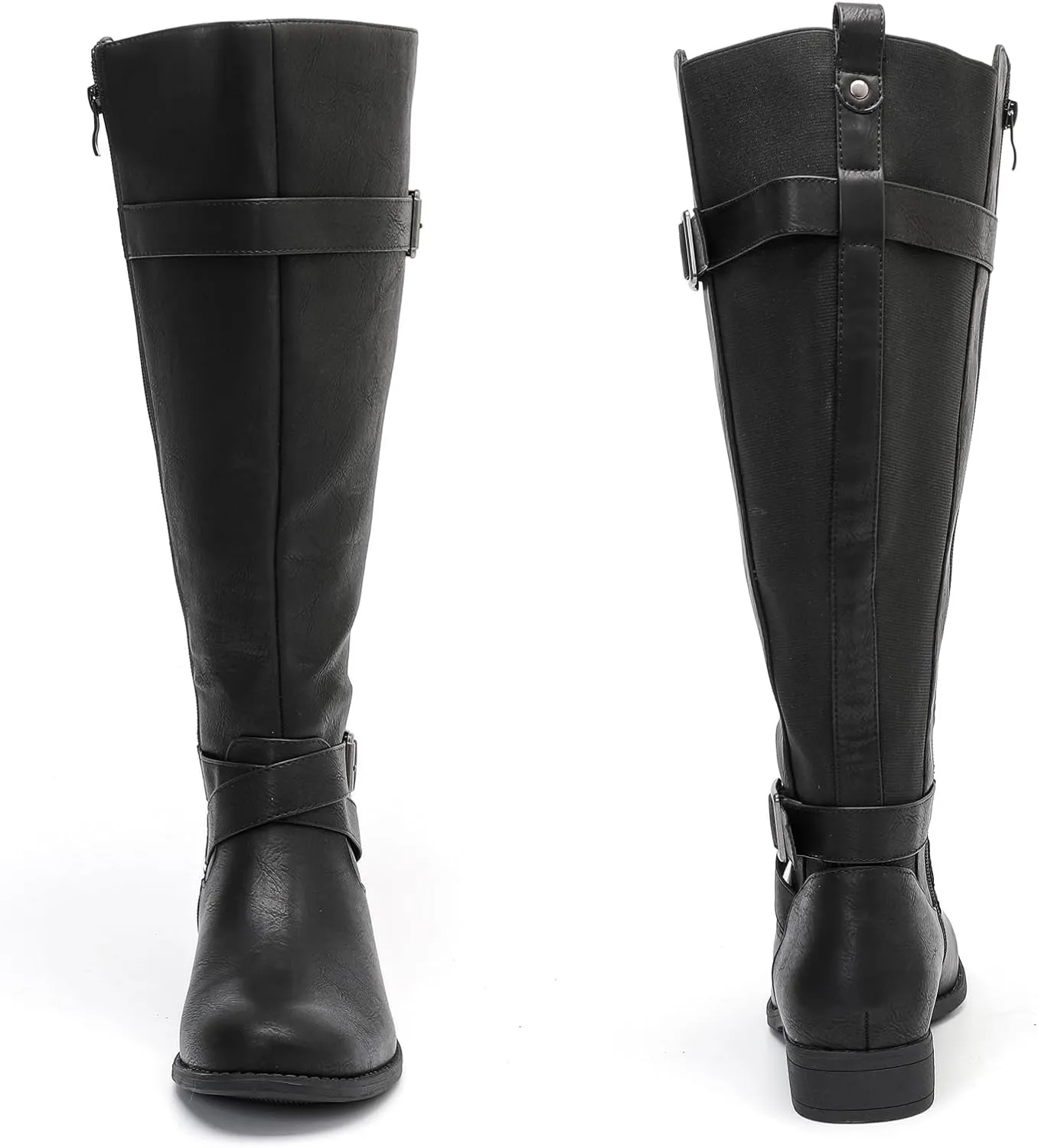 Luoika Women's Extra Wide Calf Knee High Boots, Wide Width Round-Toe Blocked Heel Winter Tall Boots.