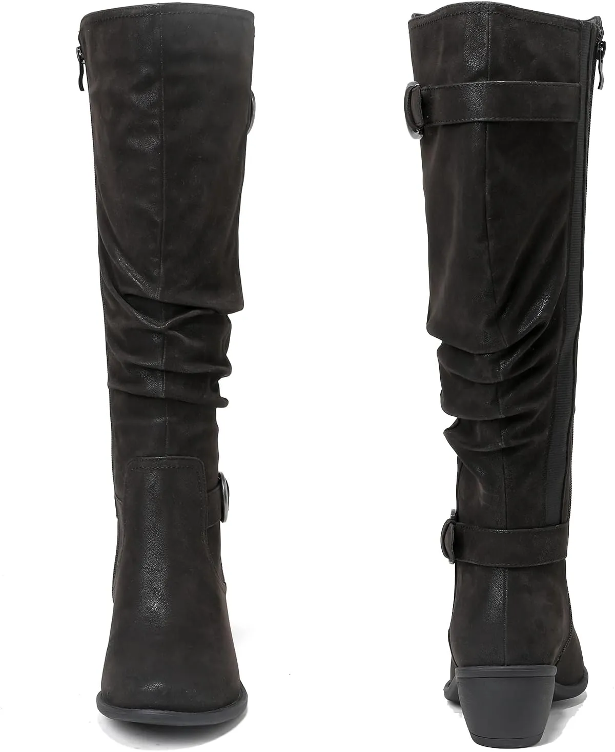 Luoika Women's Extra Wide Calf Knee High Boots, Wide Width Slouchy Knee-High Boots Low Stacked Heel Winter Fall Plus Size Boots.