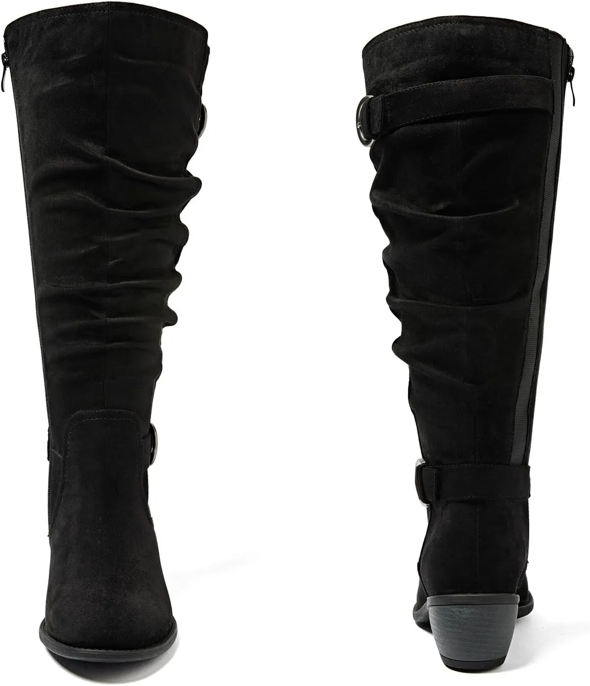 Luoika Women's Extra Wide Calf Knee High Boots, Wide Width Slouchy Knee-High Boots Low Stacked Heel Winter Fall Plus Size Boots.