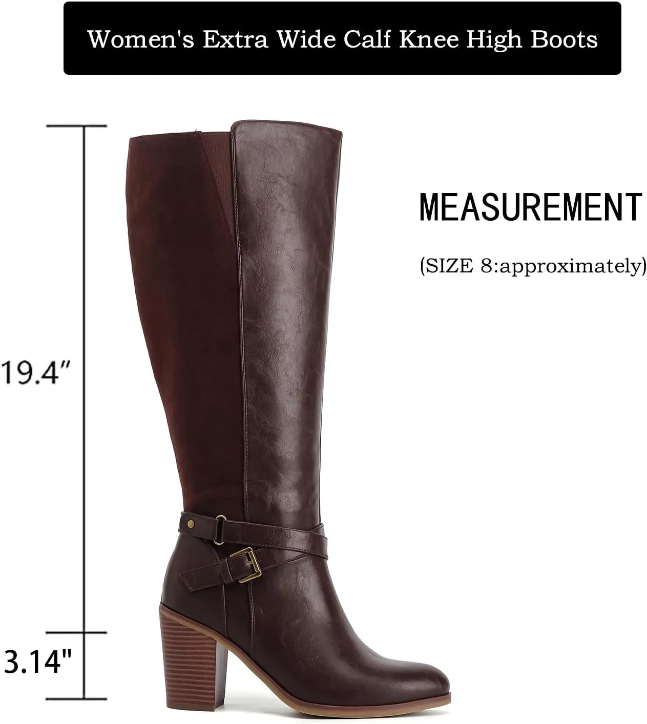 Luoika Women's Extra Wide Calf Knee High Boots, Wide Width Winter Tall Boots.
