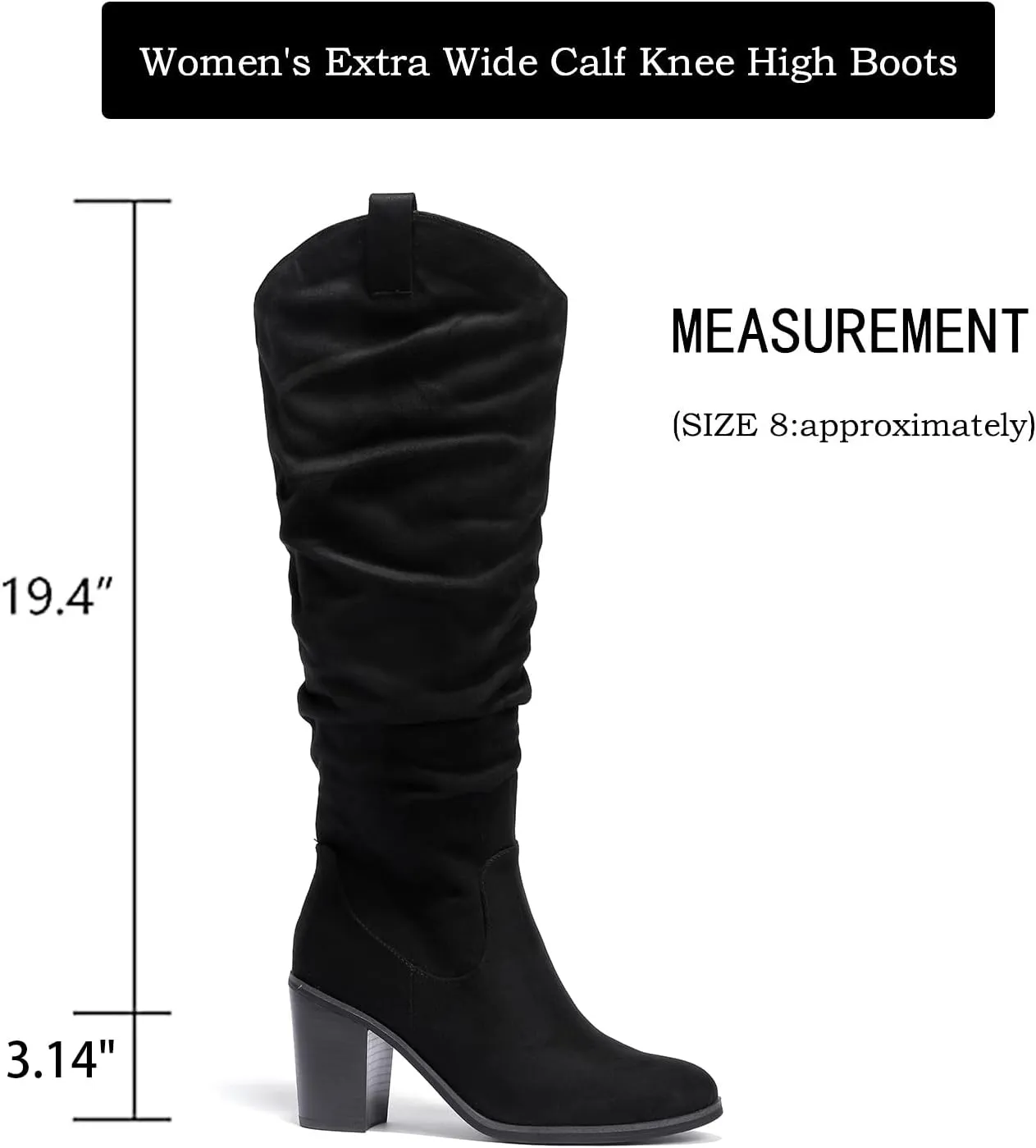 Luoika Women's Extra Wide Calf Knee High Boots, Wide Width Winter Tall Boots.