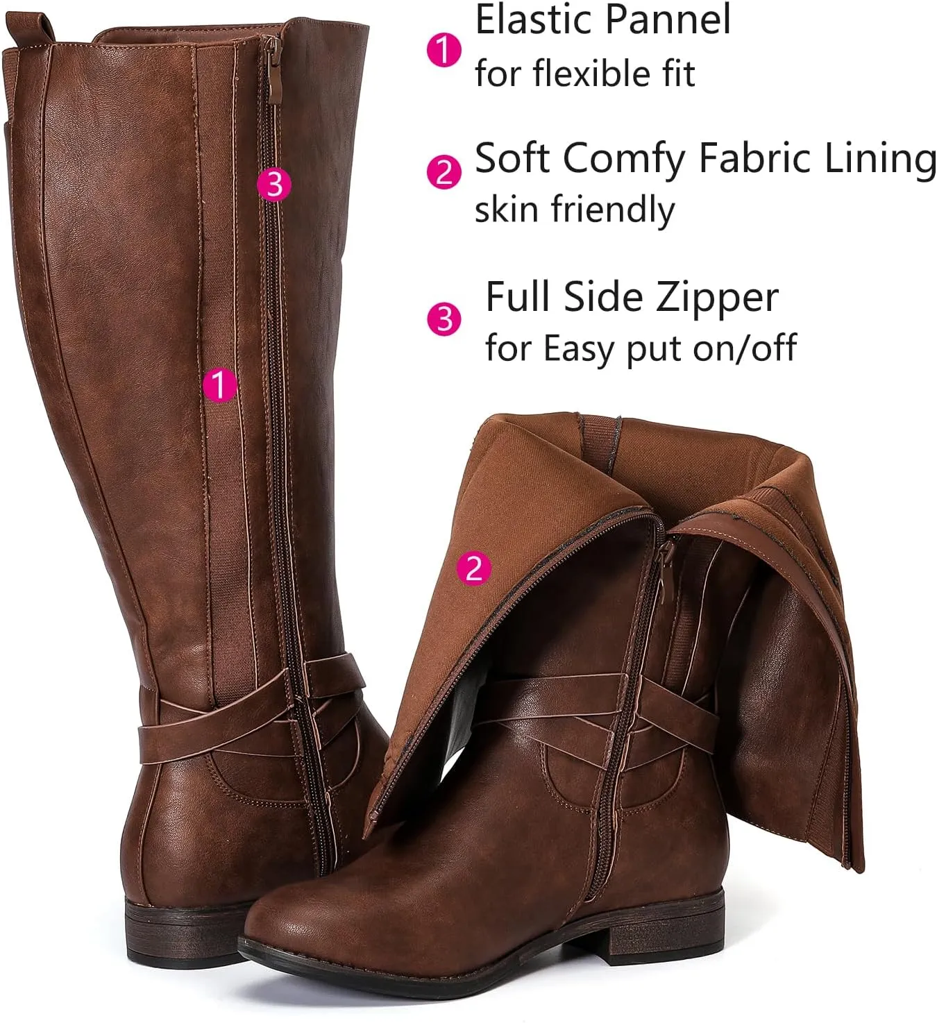 Luoika Women's Extra Wide Calf Knee High Boots, Wide Width Winter Tall Boots.