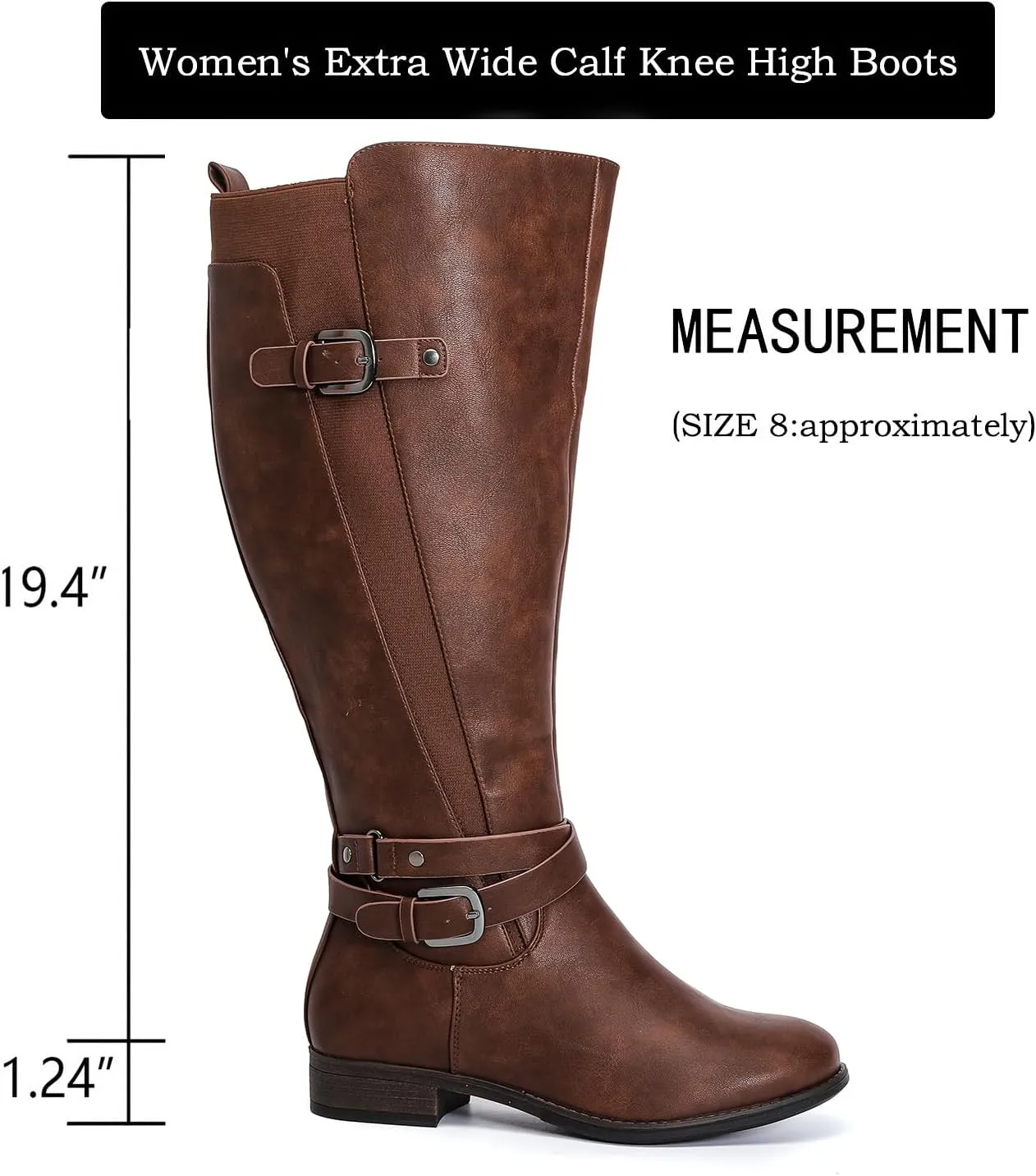 Luoika Women's Extra Wide Calf Knee High Boots, Wide Width Winter Tall Boots.