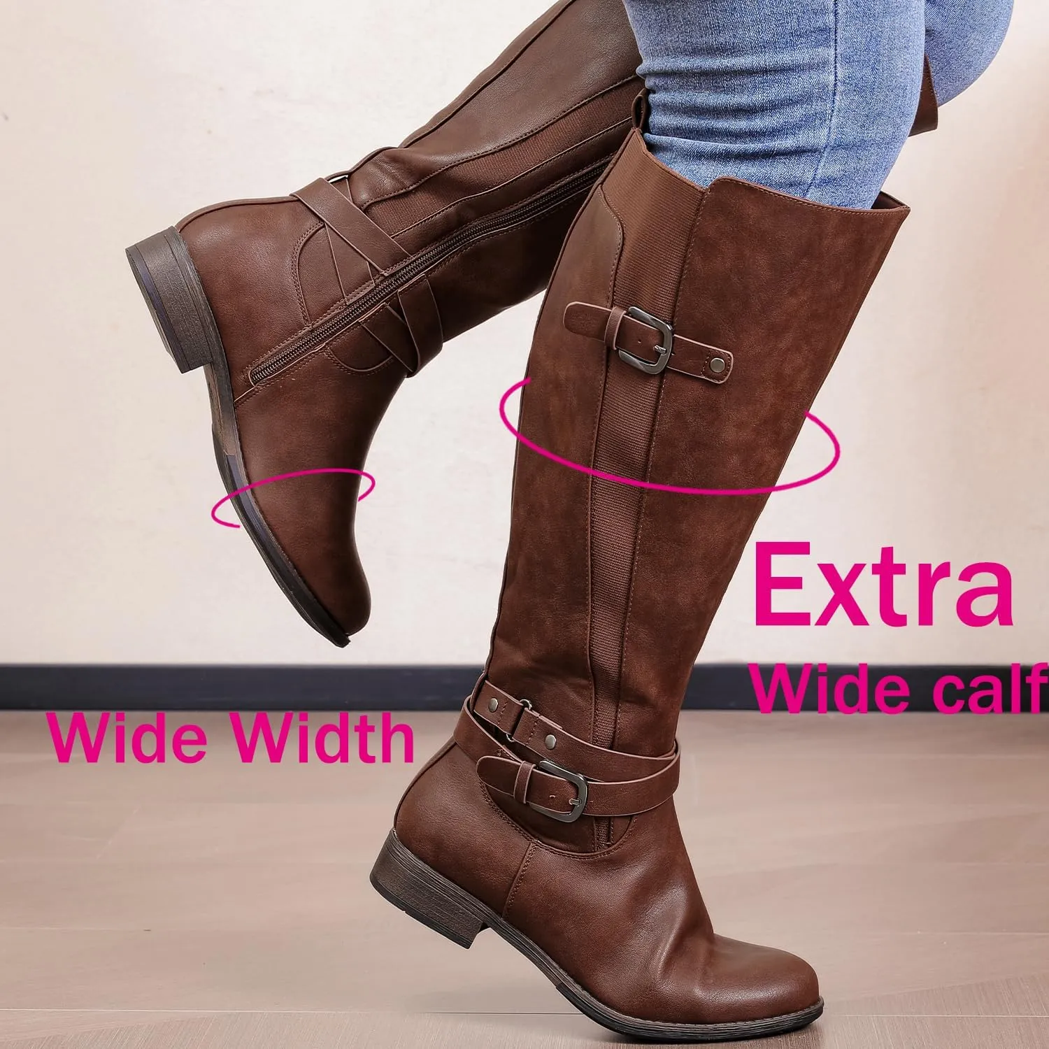 Luoika Women's Extra Wide Calf Knee High Boots, Wide Width Winter Tall Boots.