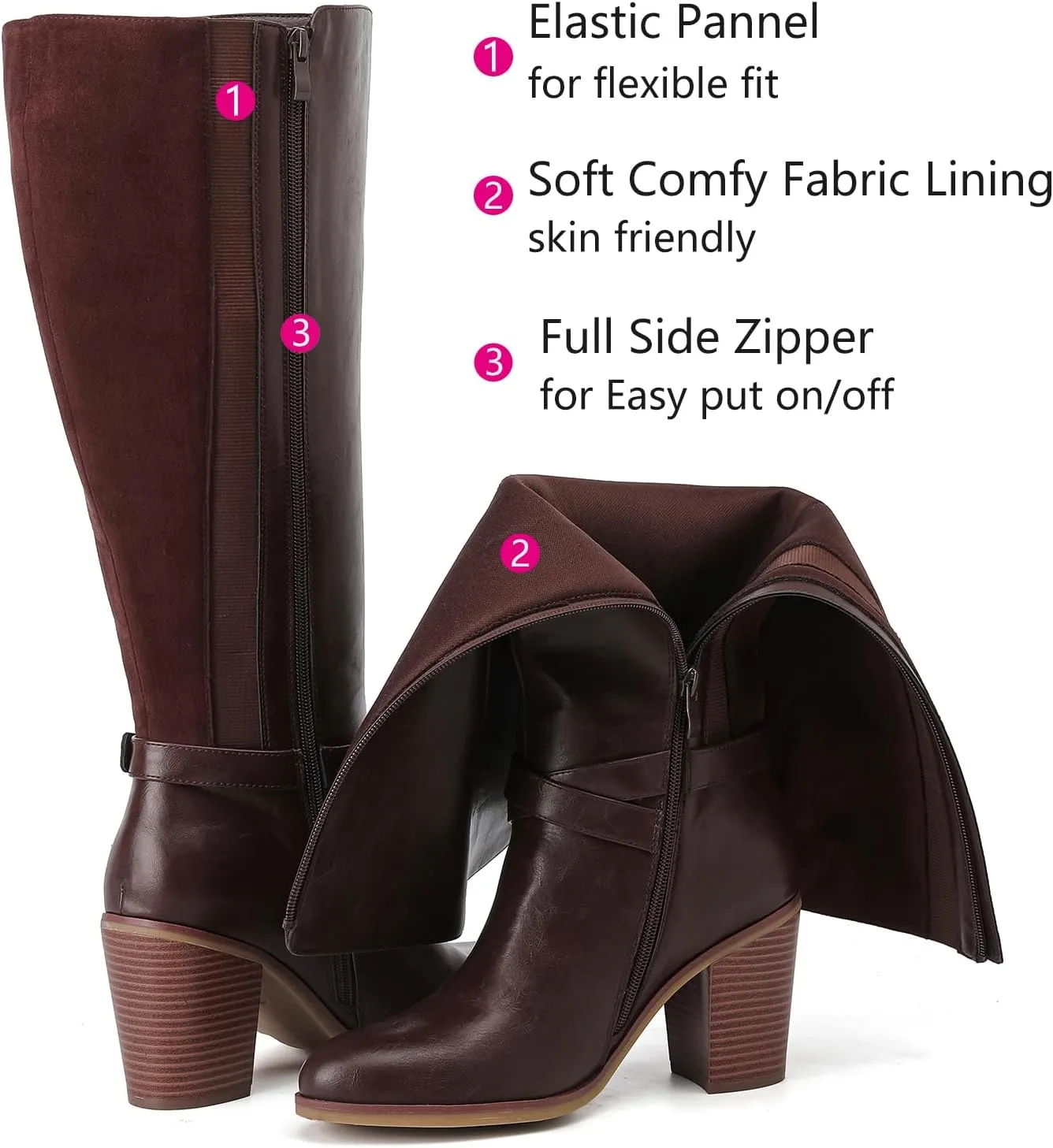 Luoika Women's Extra Wide Calf Knee High Boots, Wide Width Winter Tall Boots.