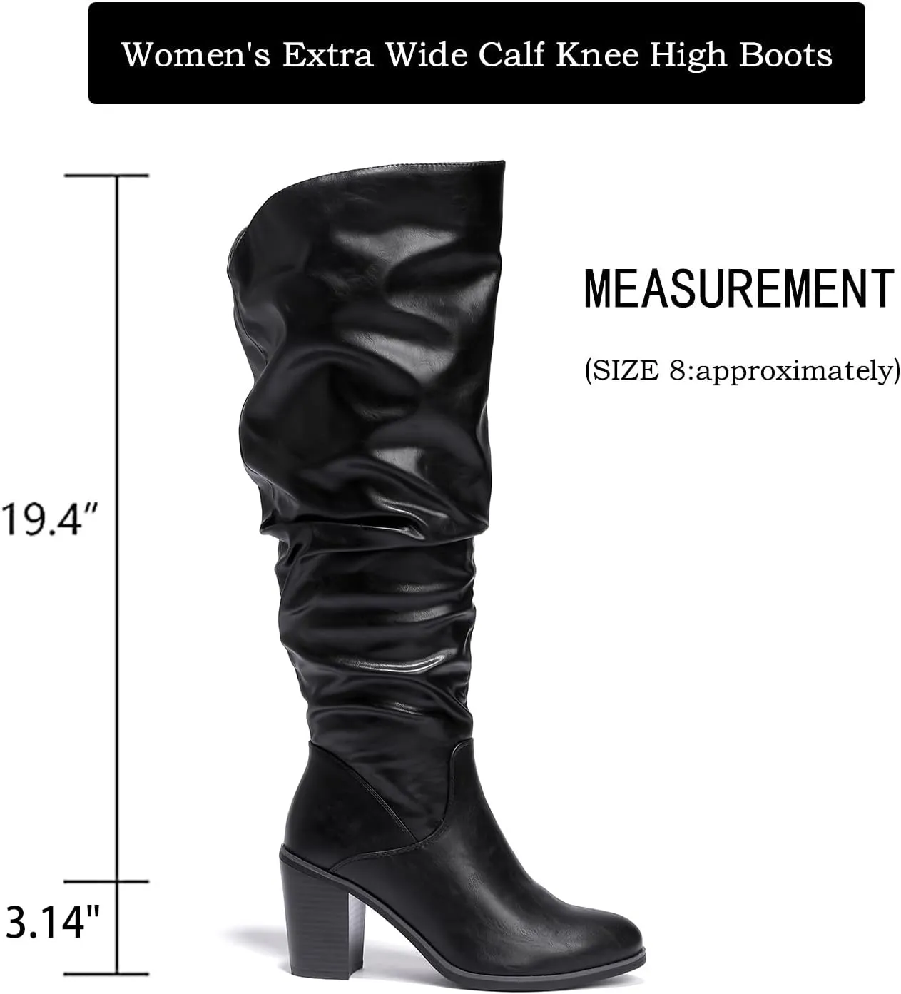 Luoika Women's Extra Wide Calf Knee High Boots, Wide Width Winter Tall Boots.