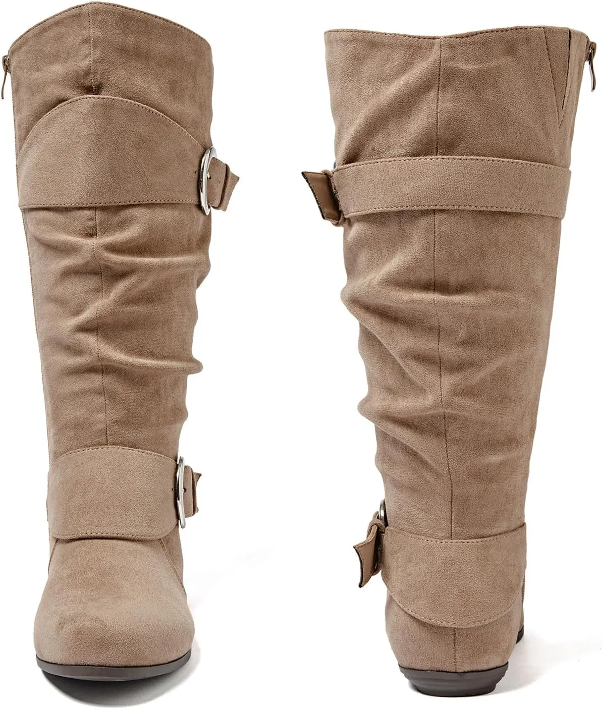 Luoika Women's Extra Wide Calf Knee High Slouchy Boots, Wide Width Tall Boots with Flat Heel Side Zipper.