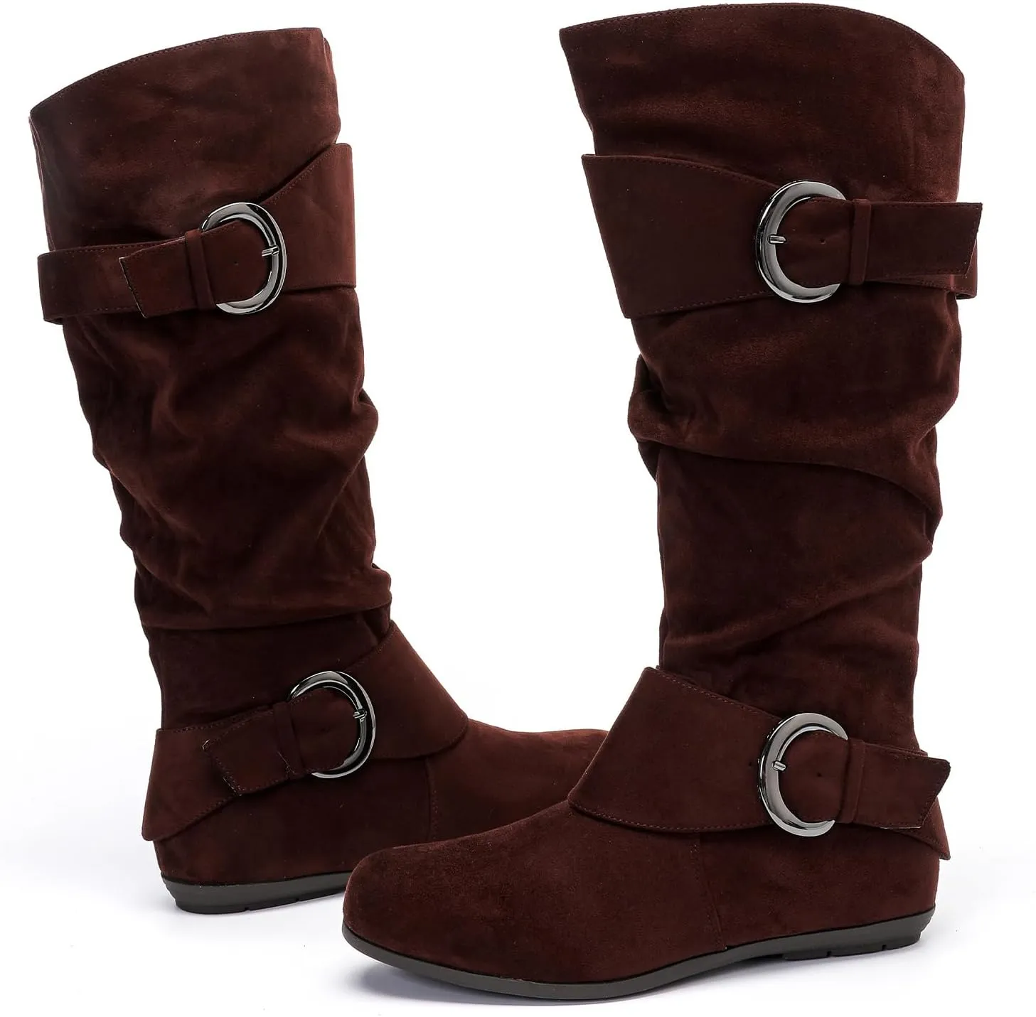 Luoika Women's Extra Wide Calf Knee High Slouchy Boots, Wide Width Tall Boots with Flat Heel Side Zipper.