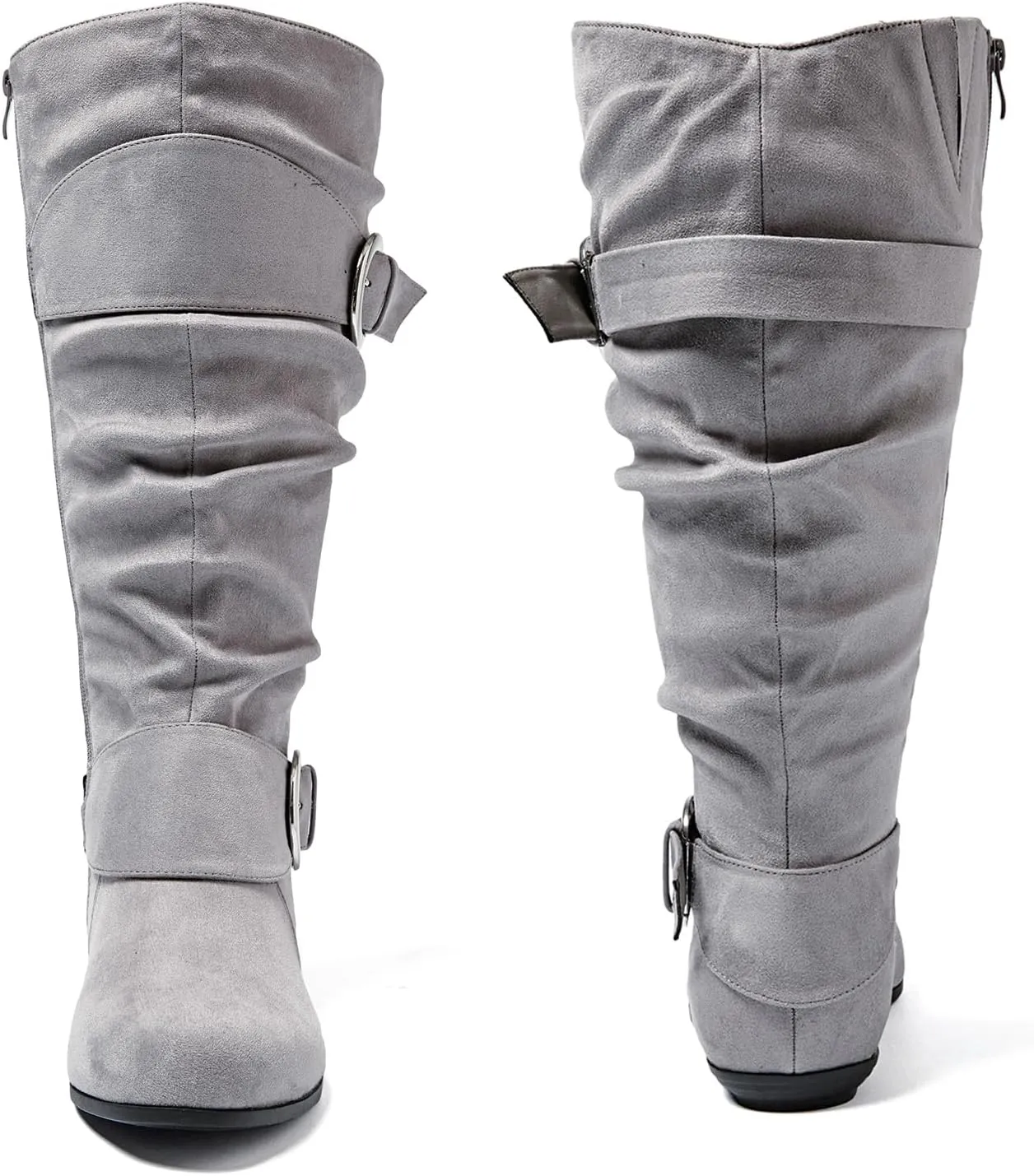 Luoika Women's Extra Wide Calf Knee High Slouchy Boots, Wide Width Tall Boots with Flat Heel Side Zipper.