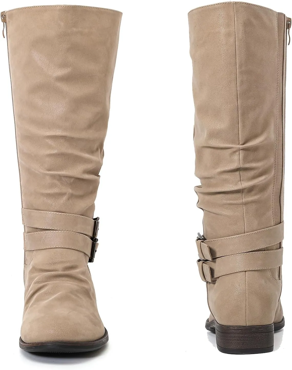 Luoika Women's Extra Wide Calf Slouchy Boots, Wide Width Flat Heel Mid Calf Boots for Women.