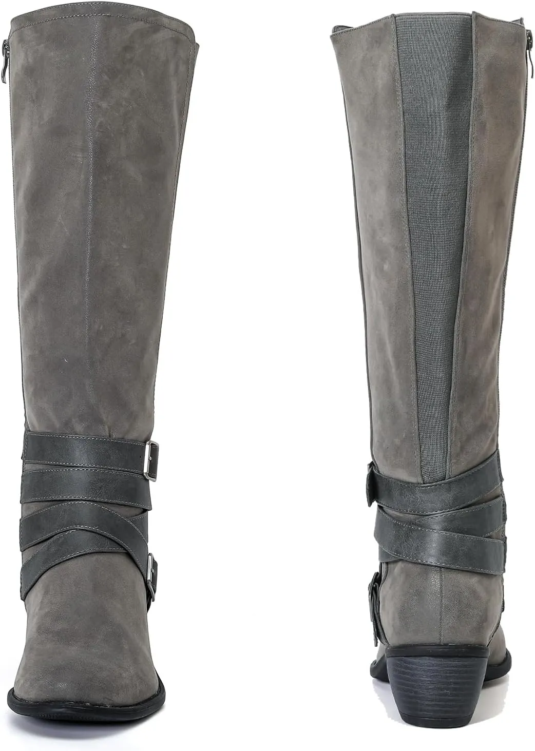 Luoika Women's Extra Wide Calf Slouchy Knee High Boots, Wide Width Knee-High Boots Low Stacked Heel Side Zipper Winter Fall Tall Boots.
