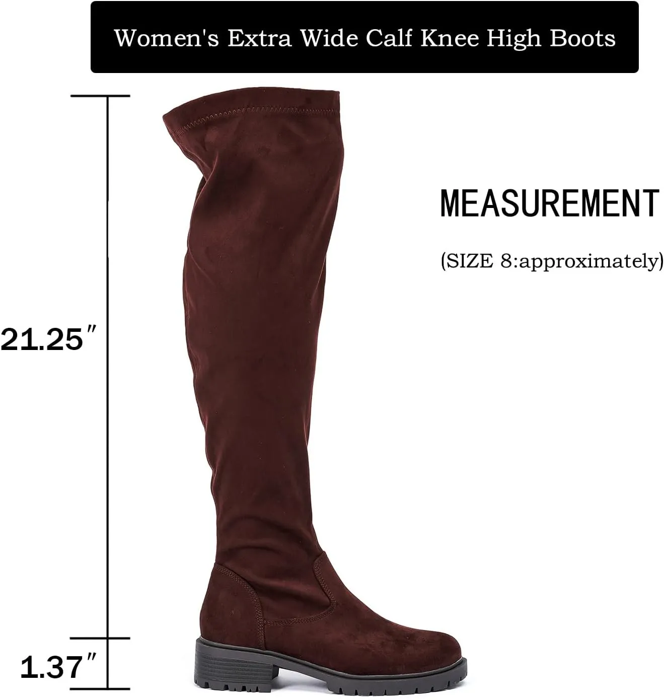 Luoika Women's Wide Calf Over the Knee High Boots, Wide Width Stretchy Fall Winter Boots.