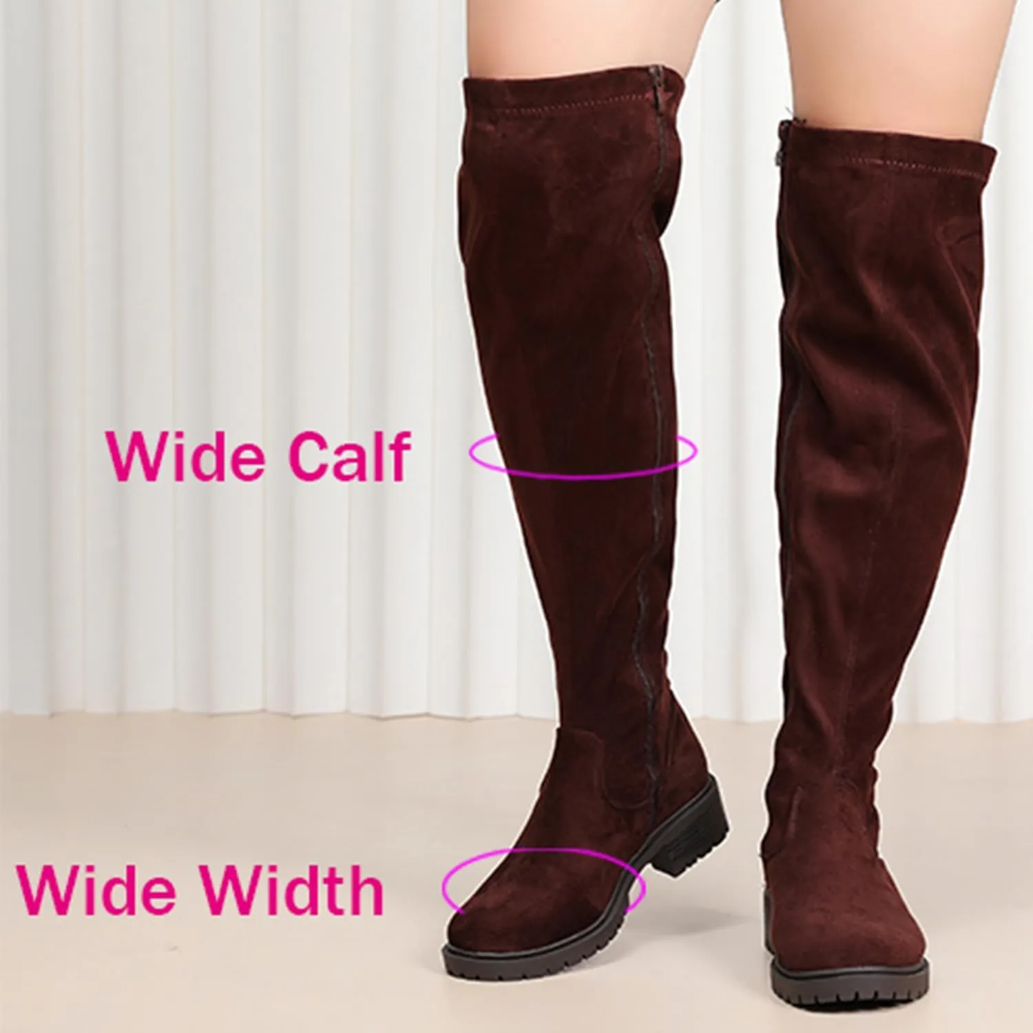 Luoika Women's Wide Calf Over the Knee High Boots, Wide Width Stretchy Fall Winter Boots.