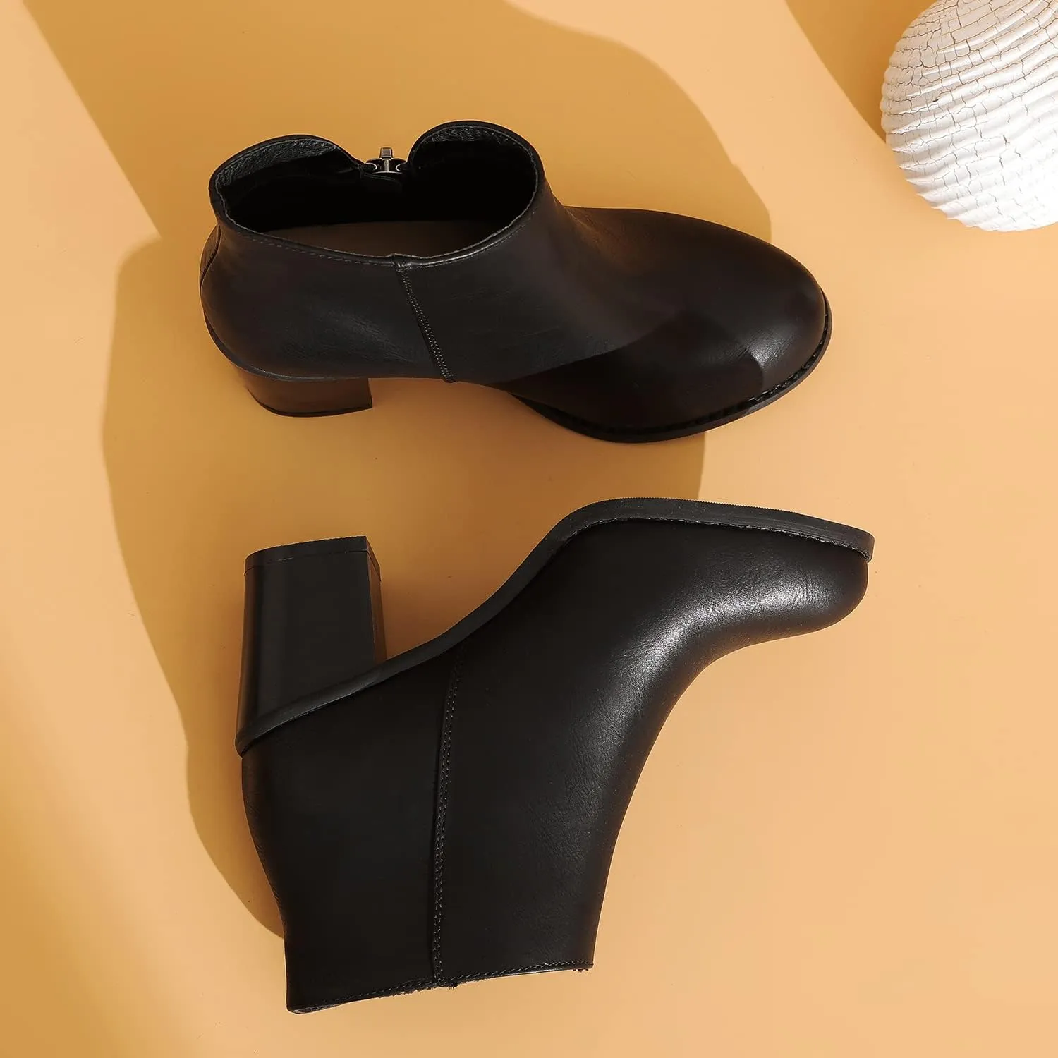 Luoika Women's Wide Width Ankle Boots, Chunky Heel Side Zipper Extra Wide Short Booties.