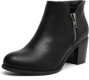 Luoika Women's Wide Width Ankle Boots, Chunky Heel Side Zipper Extra Wide Short Booties.