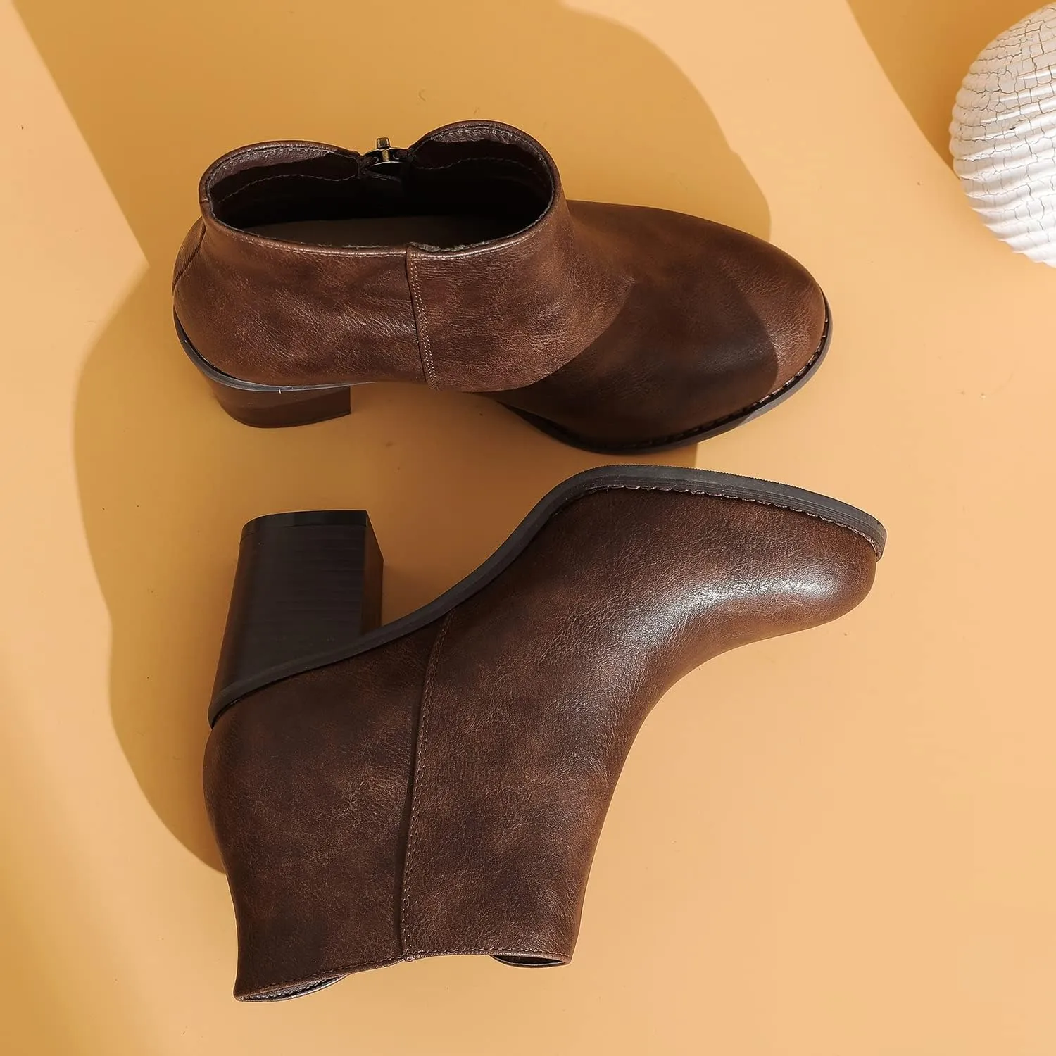 Luoika Women's Wide Width Ankle Boots, Chunky Heel Side Zipper Extra Wide Short Booties.