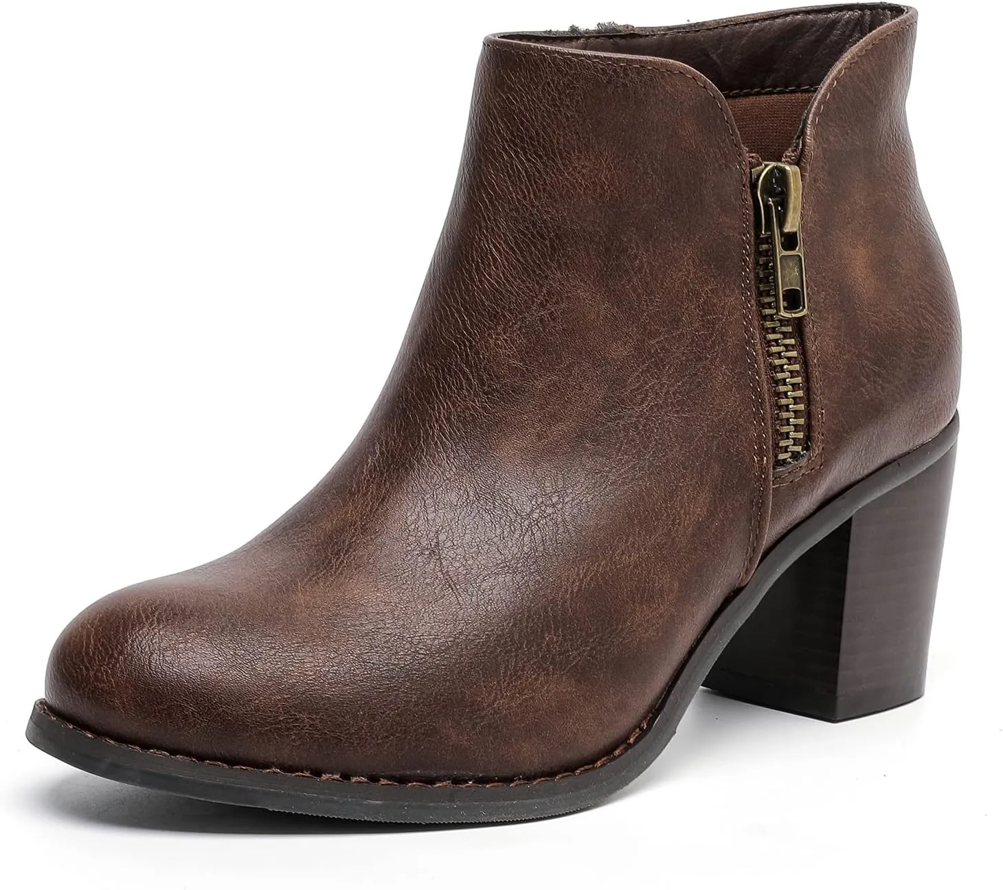 Luoika Women's Wide Width Ankle Boots, Chunky Heel Side Zipper Extra Wide Short Booties.
