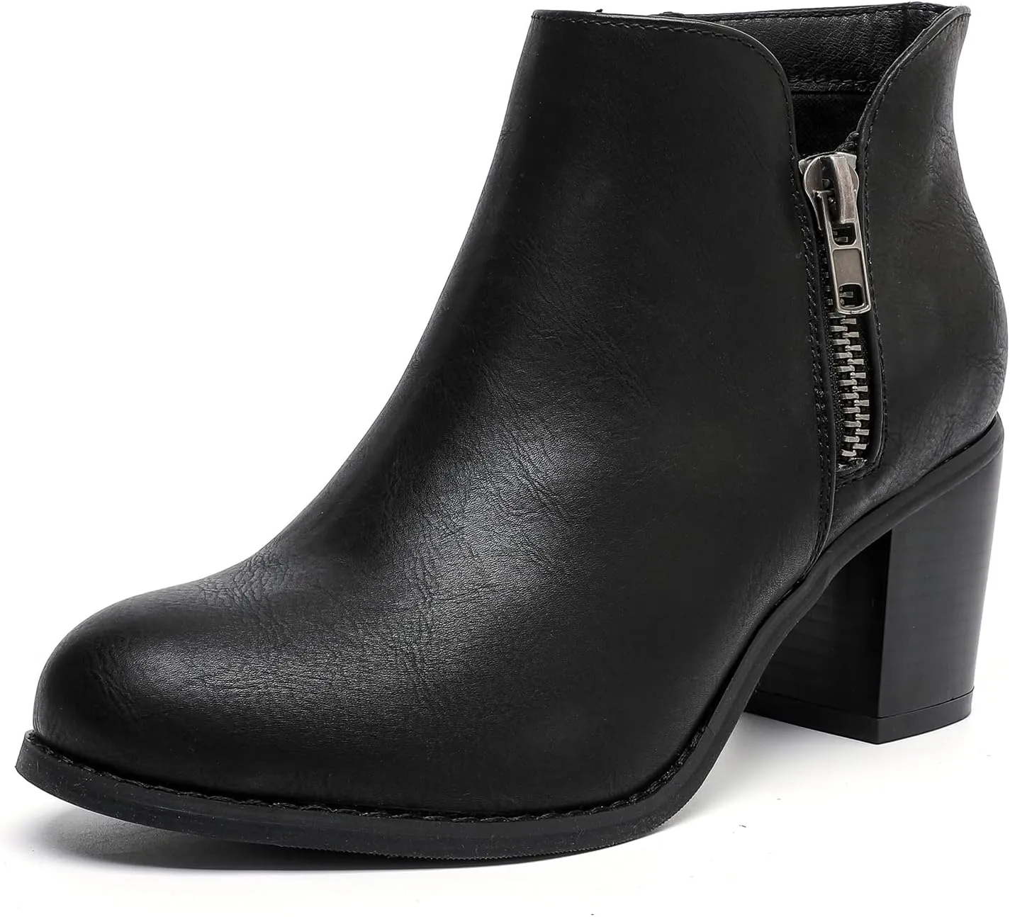 Luoika Women's Wide Width Ankle Boots, Chunky Heel Side Zipper Extra Wide Short Booties.