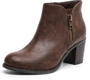 Luoika Women's Wide Width Ankle Boots, Chunky Heel Side Zipper Extra Wide Short Booties.
