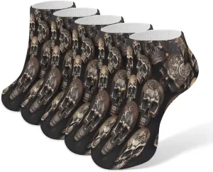 Many Skulls Get Together Casual Socks Soft Moisture-Wicking Socks Low Cut Invisible Liner Ankle Sock (5 Pairs)
