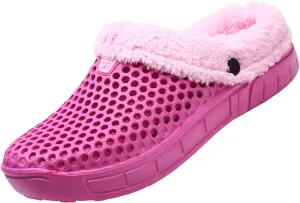 Meidiastra Women's Mens Fur Lined Clogs Waterproof Non Slip Garden Shoes Warm Plush House Slippers Indoor Outdoor Mules