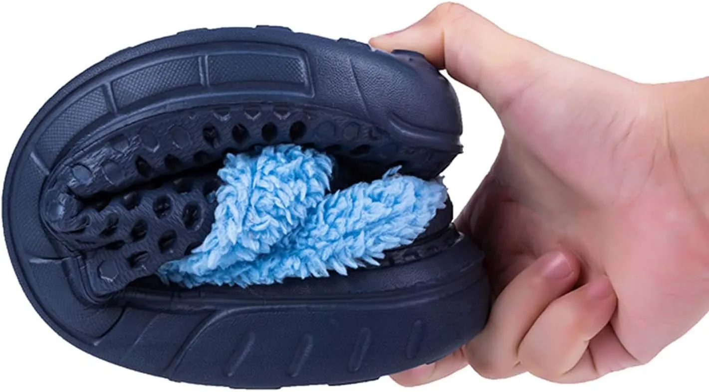 Meidiastra Women's Mens Fur Lined Clogs Waterproof Non Slip Garden Shoes Warm Plush House Slippers Indoor Outdoor Mules