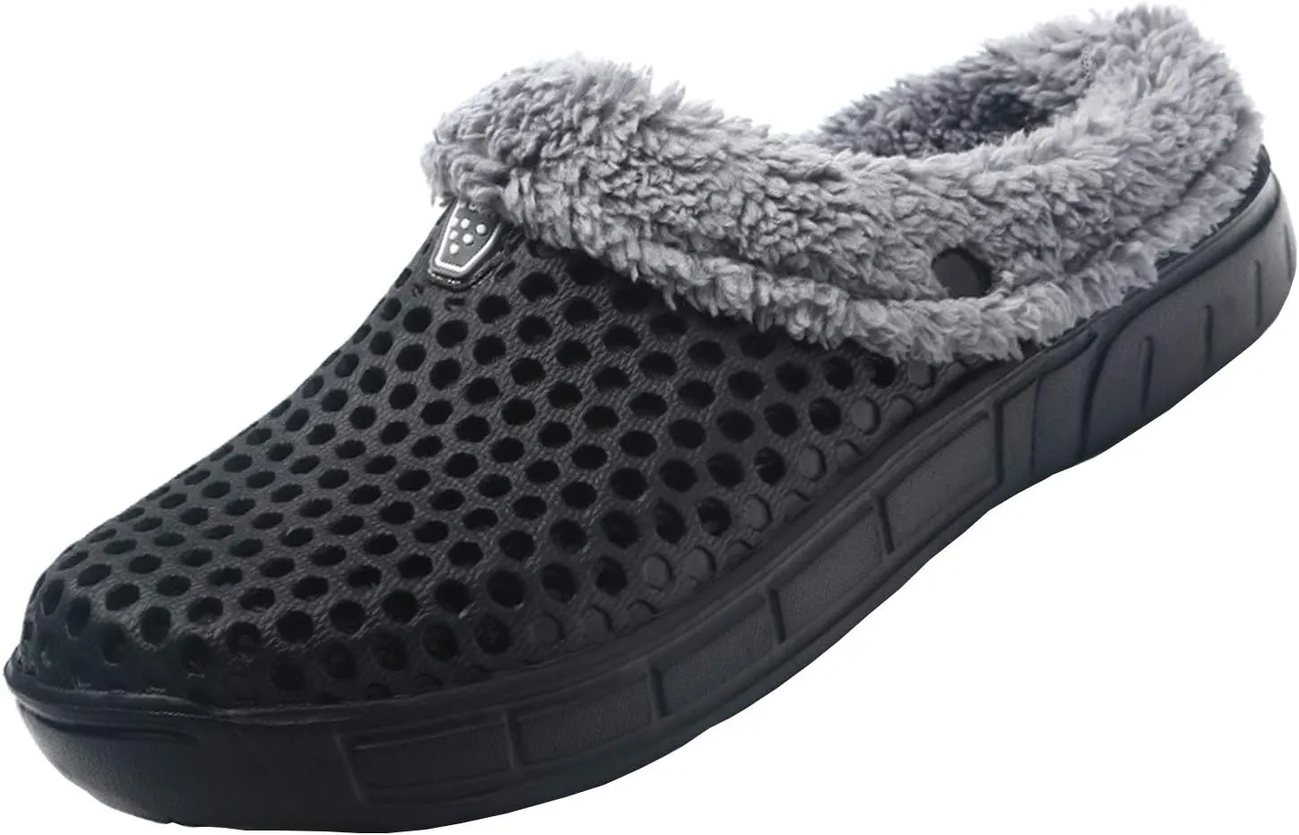 Meidiastra Women's Mens Fur Lined Clogs Waterproof Non Slip Garden Shoes Warm Plush House Slippers Indoor Outdoor Mules