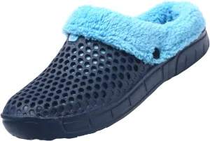 Meidiastra Women's Mens Fur Lined Clogs Waterproof Non Slip Garden Shoes Warm Plush House Slippers Indoor Outdoor Mules