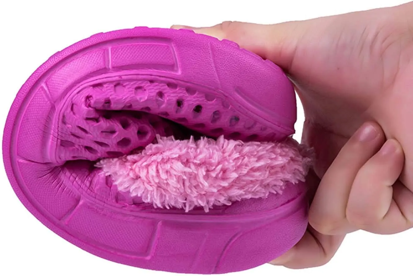 Meidiastra Women's Mens Fur Lined Clogs Waterproof Non Slip Garden Shoes Warm Plush House Slippers Indoor Outdoor Mules