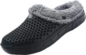 Meidiastra Women's Mens Fur Lined Clogs Waterproof Non Slip Garden Shoes Warm Plush House Slippers Indoor Outdoor Mules