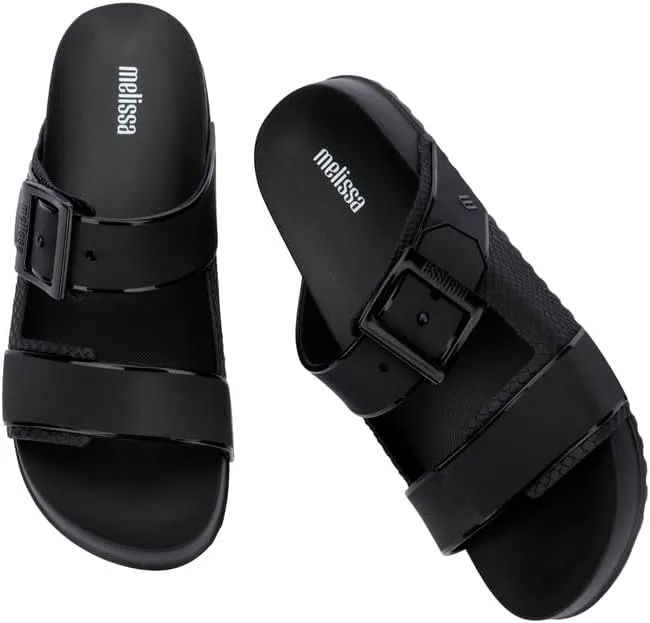 Melissa Cozy Connection Slide - Women's Fashion Sandals with Snakeskin Textural Pattern, Adjustable Buckle - Lightweight EVA Lug Sole - Stylish and Comfortable Slides