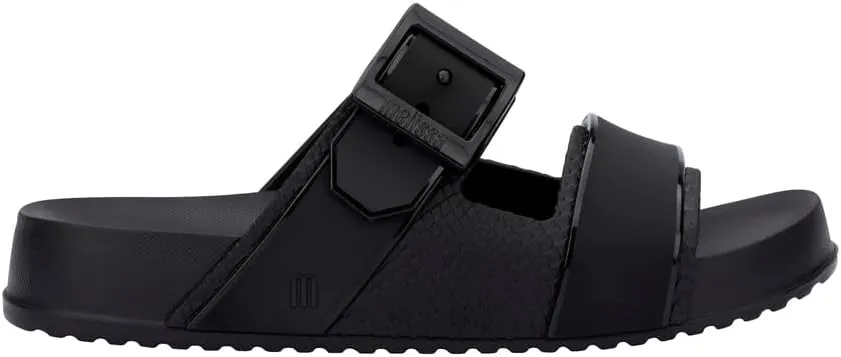 Melissa Cozy Connection Slide - Women's Fashion Sandals with Snakeskin Textural Pattern, Adjustable Buckle - Lightweight EVA Lug Sole - Stylish and Comfortable Slides