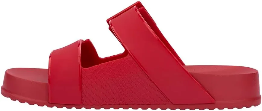 Melissa Cozy Connection Slide - Women's Fashion Sandals with Snakeskin Textural Pattern, Adjustable Buckle - Lightweight EVA Lug Sole - Stylish and Comfortable Slides