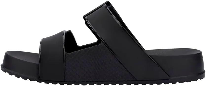 Melissa Cozy Connection Slide - Women's Fashion Sandals with Snakeskin Textural Pattern, Adjustable Buckle - Lightweight EVA Lug Sole - Stylish and Comfortable Slides