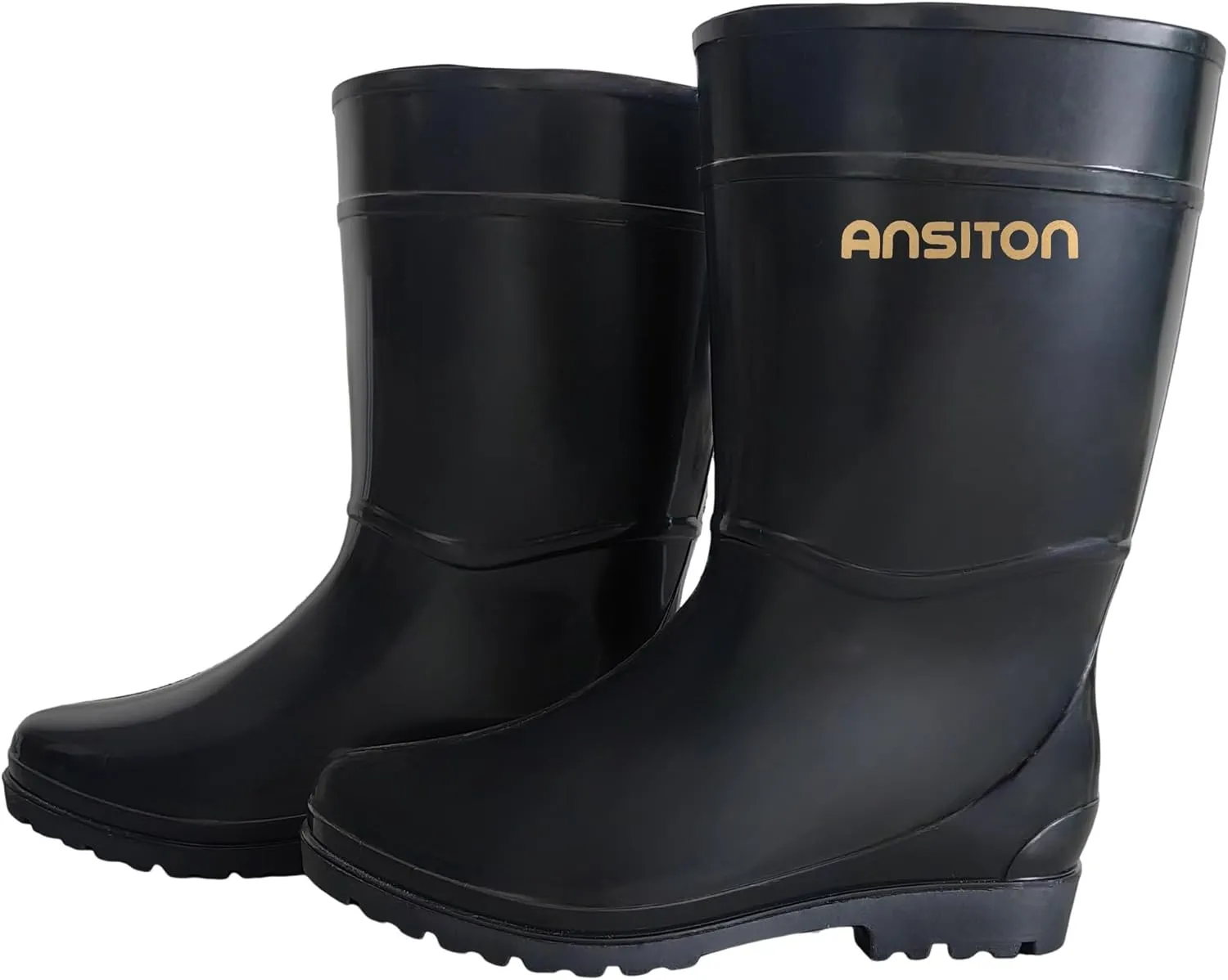 Men's Black Waterproof PVC Mid Calf Rain Boots - Slip On, Comfortable & Durable, Perfect for Outdoor Activities, Gardening, Farming & Fishing