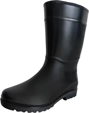 Men's Black Waterproof PVC Mid Calf Rain Boots - Slip On, Comfortable & Durable, Perfect for Outdoor Activities, Gardening, Farming & Fishing