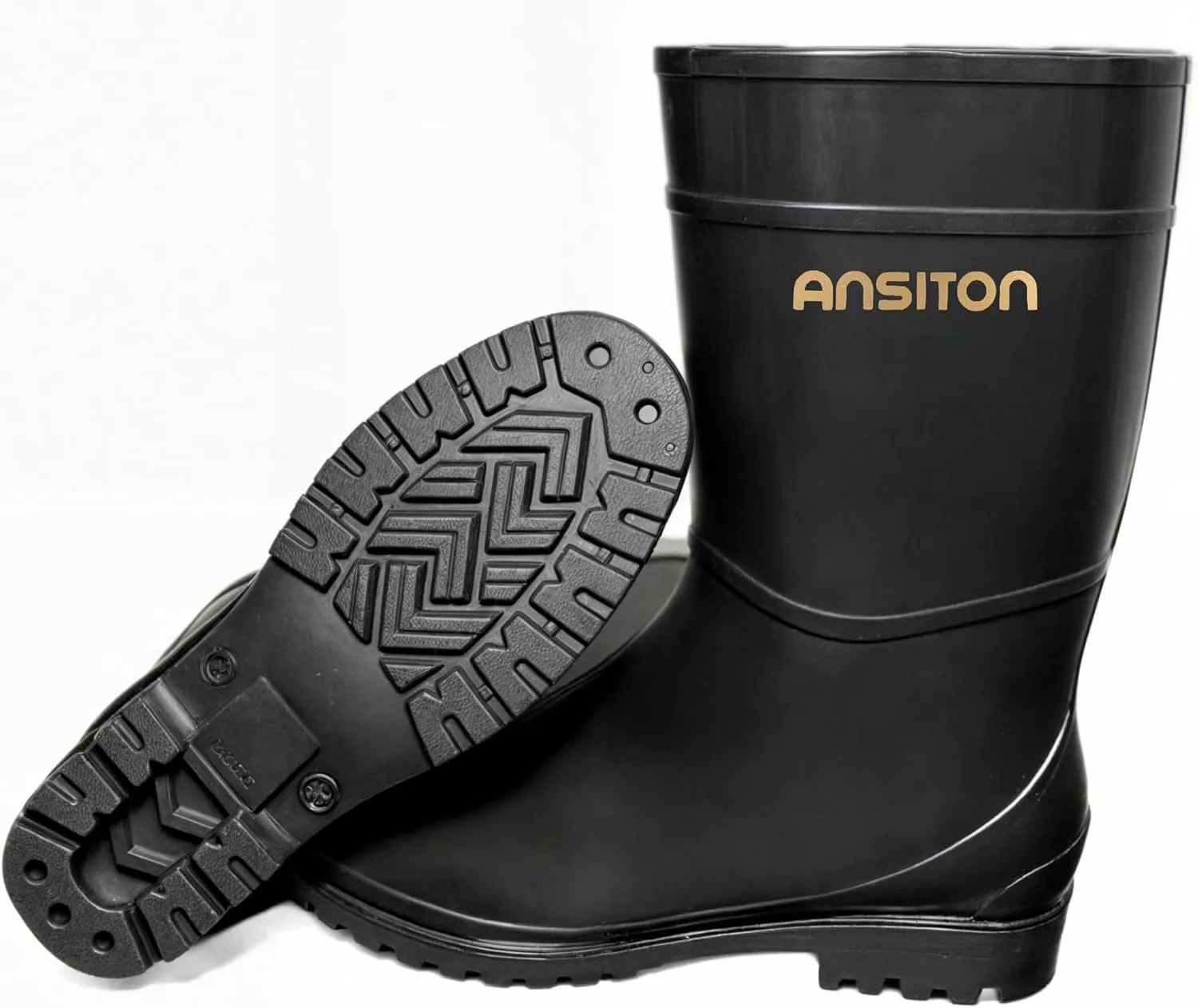 Men's Black Waterproof PVC Mid Calf Rain Boots - Slip On, Comfortable & Durable, Perfect for Outdoor Activities, Gardening, Farming & Fishing