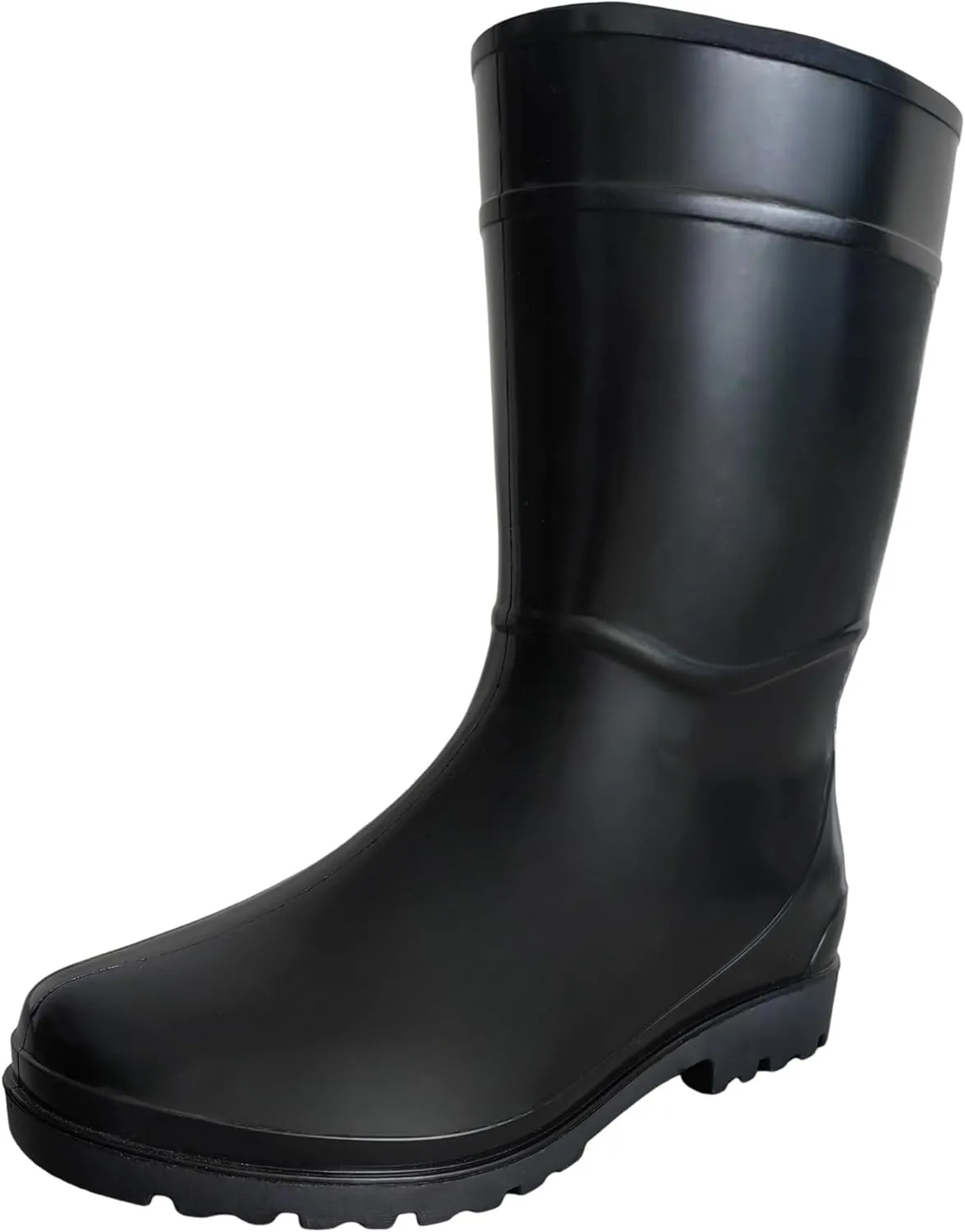 Men's Black Waterproof PVC Mid Calf Rain Boots - Slip On, Comfortable & Durable, Perfect for Outdoor Activities, Gardening, Farming & Fishing