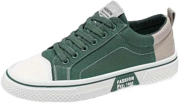 Men's Casual Canvas Sneakers - Classic Street Style Skate Shoes, Low Top, Round Toe, Spring/Autumn