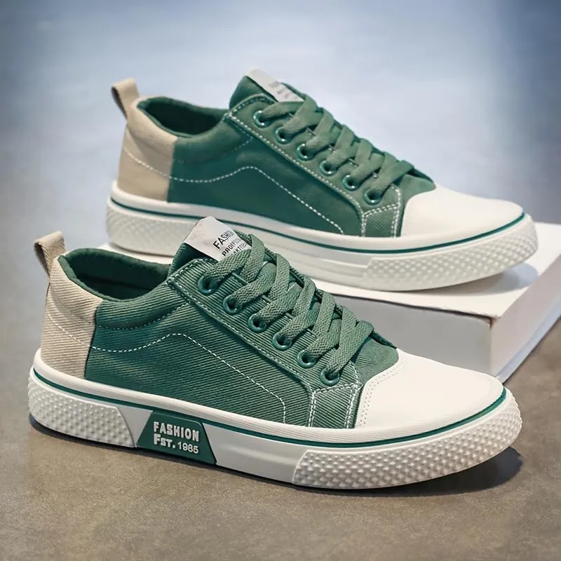 Men's Casual Canvas Sneakers - Classic Street Style Skate Shoes, Low Top, Round Toe, Spring/Autumn