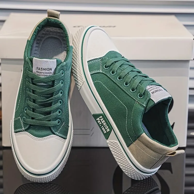Men's Casual Canvas Sneakers - Classic Street Style Skate Shoes, Low Top, Round Toe, Spring/Autumn